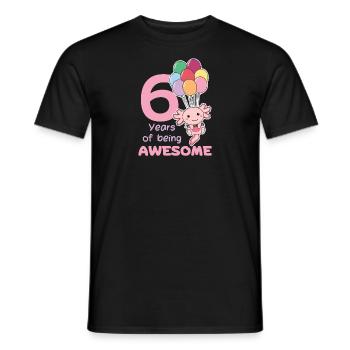 Axolotl for 6th birthday children six years old - Men's T-Shirt - black - Front - AI Model Male 178 light (178cm)