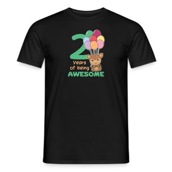 Cerf pour les enfants de 2e anniversaire de deux ans - T-shirt homme - noir - Devant - AI Model Male 178 light (178cm)