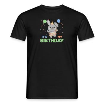 Lapin pour anniversaire pour les enfants c’est mon anniversaire - T-shirt homme - noir - Devant - AI Model Male 178 light (178cm)