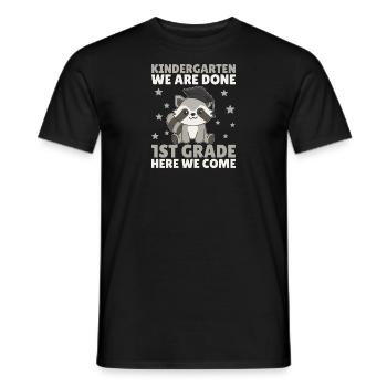 Kids Kindergarten graduate raccoon 1st grade - Men's T-Shirt - black - Front - AI Model Male 178 light (178cm)