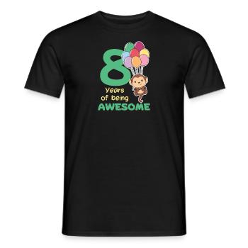 Monkey for 8th birthday children eight years old - Men's T-Shirt - black - Front - AI Model Male 178 light (178cm)