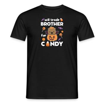 Wombat Halloween échange son frère contre des bonbons - T-shirt homme - noir - Devant - AI Model Male 178 light (178cm)