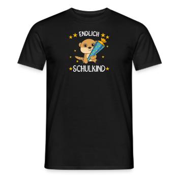 endlich Schulkind Einschulung Schule Erdmännchen - Männer T-Shirt - Schwarz - Vorne - AI Model Male 178 light (178cm)