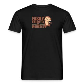 Easily distracted by monkeys - cute monkey - Men's T-Shirt - black - Front - AI Model Male 178 light (178cm)