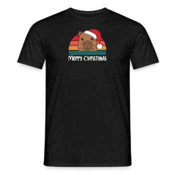 merry Christmas Retro Capybara Weihnacht - Männer T-Shirt - Schwarz - Vorne - AI Model Male 178 light (178cm)