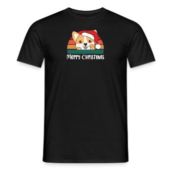 merry Christmas Retro Corgi Weihnacht - Männer T-Shirt - Schwarz - Vorne - AI Model Male 178 light (178cm)