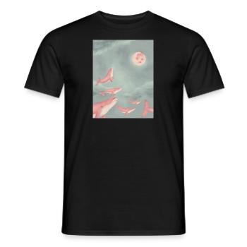 Whales in the clouds - Men's T-Shirt - black - Front - AI Model Male 178 light (178cm)