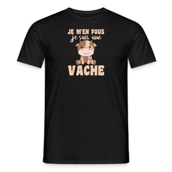 Je m'en fous je suis une vache - süße Kuh - Männer T-Shirt - Schwarz - Vorne - AI Model Male 178 light (178cm)