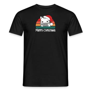 merry Christmas Retro Zebra Weihnacht - Männer T-Shirt - Schwarz - Vorne - AI Model Male 178 light (178cm)