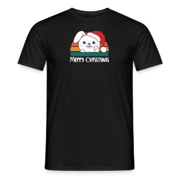 merry Christmas Retro Hase Weihnacht - Männer T-Shirt - Schwarz - Vorne - AI Model Male 178 light (178cm)