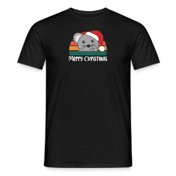 merry Christmas Retro Maus Weihnacht - Männer T-Shirt - Schwarz - Vorne - AI Model Male 178 light (178cm)