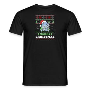 Joyeux Noël rétro moche Noël Dino - T-shirt homme - noir - Devant - AI Model Male 178 light (178cm)