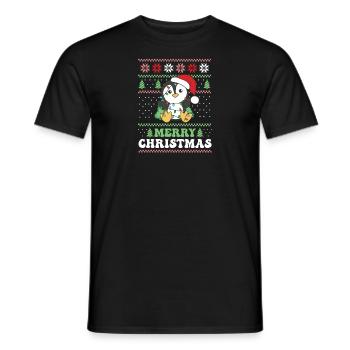 Merry Christmas retro ugly christmas Pinguin - Männer T-Shirt - Schwarz - Vorne - AI Model Male 178 light (178cm)