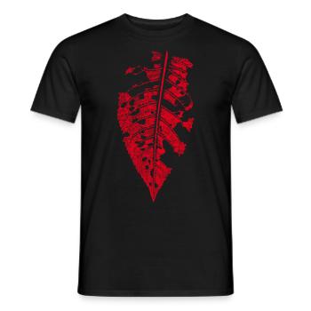 Leaf cherry / cherry leaf with caterpillar bites - Men's T-Shirt - black - Front - AI Model Male 178 light (178cm)