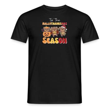 Tis' the Hallothanksmas Season Bear - Men's T-Shirt - black - Front - AI Model Male 178 light (178cm)
