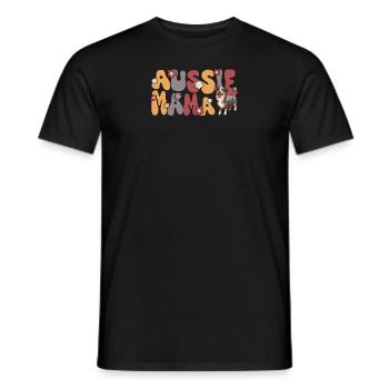 Australian Shepherd Blue Merle Groovy Aussie Mama - Men's T-Shirt - black - Front - AI Model Male 178 light (178cm)