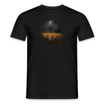 Vintage Ghost Farm Barn Gothic Halloween - Men's T-Shirt - black - Front - AI Model Male 178 light (178cm)