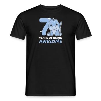 Dino for the 7th birthday children seven years old - Men's T-Shirt - black - Front - AI Model Male 178 light (178cm)