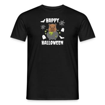 Capybara Happy Halloween Witch's Cauldron Bat - Men's T-Shirt - black - Front - AI Model Male 178 light (178cm)