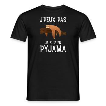 J'peux Pas Je Suis En Pyjama Paresseux - T-shirt homme - noir - Devant - AI Model Male 178 light (178cm)