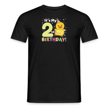Duck for 2nd birthday children two years old - Men's T-Shirt - black - Front - AI Model Male 178 light (178cm)