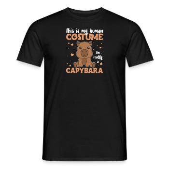 this is my human costume I'm really a capybara - Men's T-Shirt - black - Front - AI Model Male 178 light (178cm)