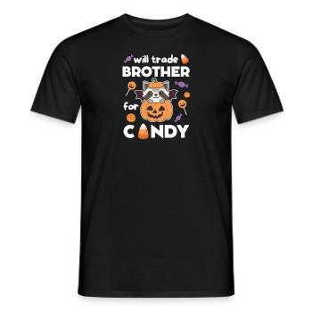 Le raton laveur d’Halloween échange son frère contre des bonbons - T-shirt homme - noir - Devant - AI Model Male 178 light (178cm)