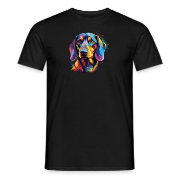 Aquarelle Teckel coloré - T-shirt homme - noir - Devant - AI Model Male 178 light (178cm)