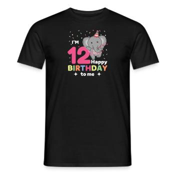 Elephant for 12th birthday for children twelve years - Men's T-Shirt - black - Front - AI Model Male 178 light (178cm)