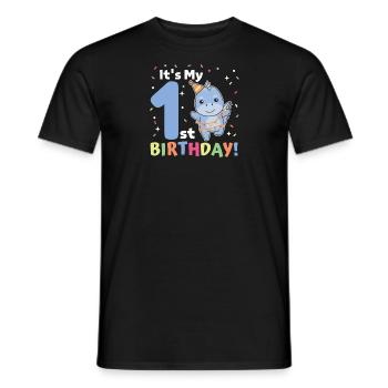 Dino for 1st birthday for children one year old - Men's T-Shirt - black - Front - AI Model Male 178 light (178cm)