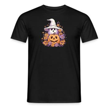 Halloween groovy Geist Hippie Blumen Kürbis - Männer T-Shirt - Schwarz - Vorne - AI Model Male 178 light (178cm)