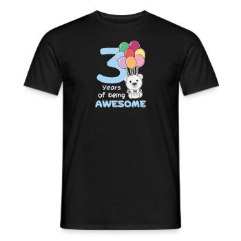 Polar bear for 3rd birthday children three years old - Men's T-Shirt - black - Front - AI Model Male 178 light (178cm)