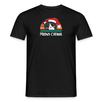 Merry Catmas Funny Cat Christmas Pun - Men's T-Shirt - black - Front - AI Model Male 178 light (178cm)