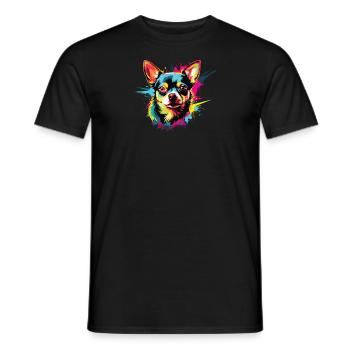Watercolor Colorful Chihuahua - Men's T-Shirt - black - Front - AI Model Male 178 light (178cm)