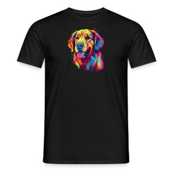 Watercolor Colorful Golden Retriever - Men's T-Shirt - black - Front - AI Model Male 178 light (178cm)