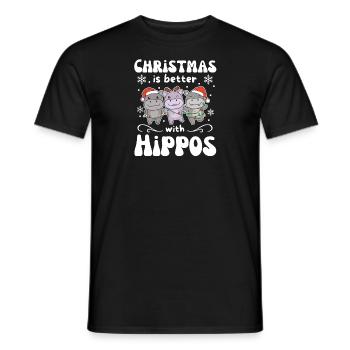 Christmas is better with hippos - Men's T-Shirt - black - Front - AI Model Male 178 light (178cm)