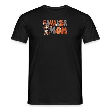 Cavalier King Charles Spaniel Groovy Cavalier mom - Men's T-Shirt - black - Front - AI Model Male 178 light (178cm)