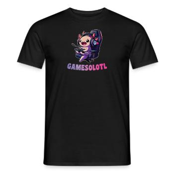 Gamesolotl lustiges Axolotl Wortspiel für Gamer - Männer T-Shirt - Schwarz - Vorne - AI Model Male 178 light (178cm)