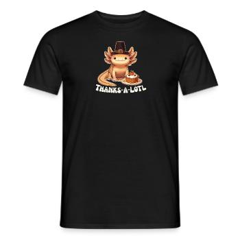 thanksgiving day outfits axolotl pun Thanks-a-lotl - Men's T-Shirt - black - Front - AI Model Male 178 light (178cm)