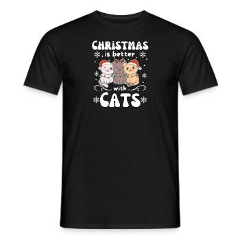 Noël, c’est mieux avec les chats - T-shirt homme - noir - Devant - AI Model Male 178 light (178cm)