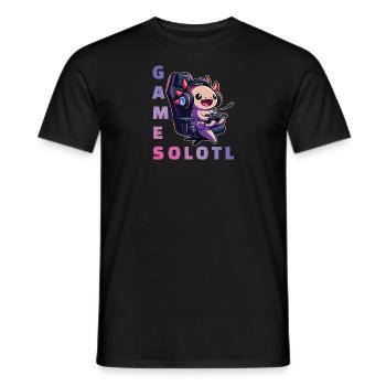 Gamesolotl lustiges Axolotl Wortspiel für Gamer - Männer T-Shirt - Schwarz - Vorne - AI Model Male 178 light (178cm)