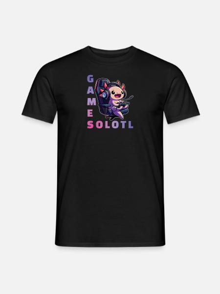 Gamesolotl lustiges Axolotl Wortspiel für Gamer - Männer T-Shirt - Schwarz