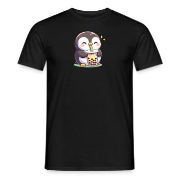 Kawaii Pinguine Bubble Tea Boba Pinguin - Männer T-Shirt - Schwarz - Vorne - AI Model Male 178 light (178cm)
