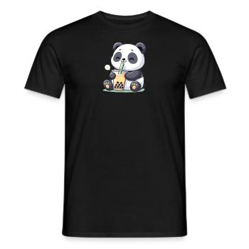 Kawaii Pandas Bubble Tea Boba Panda - Men's T-Shirt - black - Front - AI Model Male 178 light (178cm)