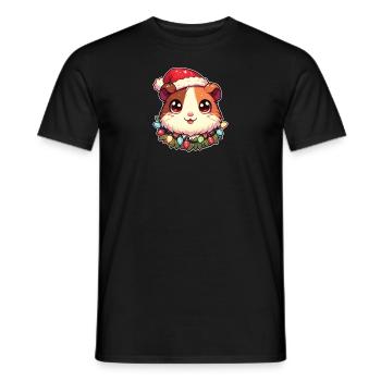 Noël guirlandes lumineuses cochon d’Inde - T-shirt homme - noir - Devant - AI Model Male 178 light (178cm)