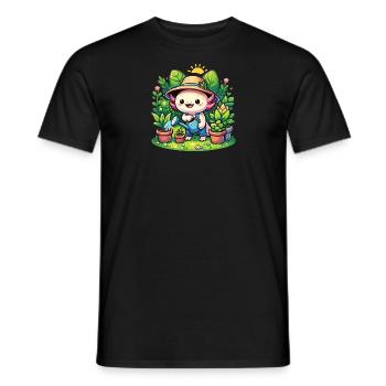Axolotl als Hobbie Gärtner mit Pflanzen und Blumen - Männer T-Shirt - Schwarz - Vorne - AI Model Male 178 light (178cm)