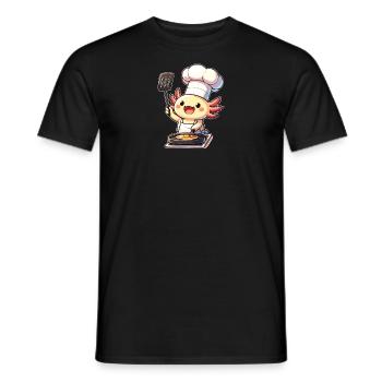 Breakfast Fry Axolotl Cook - Men's T-Shirt - black - Front - AI Model Male 178 light (178cm)