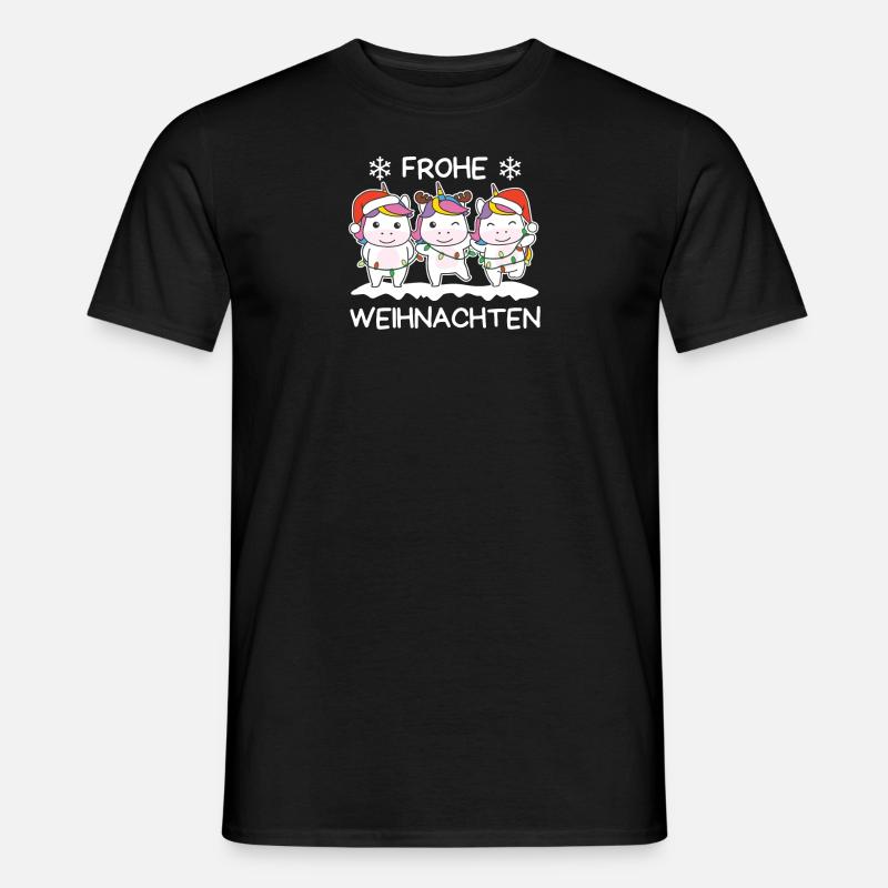 Frohe Weihnachten Einhorn Heiligabend Einhörner - Männer T-Shirt - Schwarz