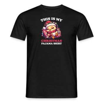 Duck Christmas Pajamas Ducks - Men's T-Shirt - black - Front - AI Model Male 178 light (178cm)