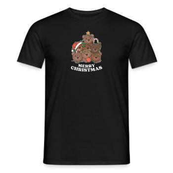 Merry Christmas Bear Christmas Eve Bears - Men's T-Shirt - black - Front - AI Model Male 178 light (178cm)